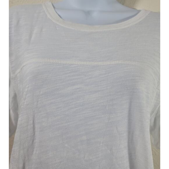 Banana Republic White Slub Knit Exposed Stitching Top Medium Lightweight Stretch - Picture 2 of 5